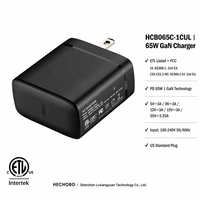 Chargeur USB-C PD 3.0 GaN 65W Shenzhen Lvxiangyuan avec OTP OVP, certifié ETL FCC CE UKCA RoHS CCC, port unique pour smartphone, prise EU US UK CN