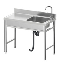 Évier portable en acier inoxydable avec robinet et égouttoir, facilement détachable, pour intérieur/extérieur, cuisine commerciale, restaurant, salle de bain