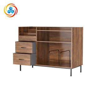 <span class=keywords><strong>Meuble</strong></span> de rangement pour tourne-disque, capacité 500+ albums, étagère contemporaine pour tourne-disque avec tiroirs, console audio robuste en bois, mobilier de salon - Product Image 1