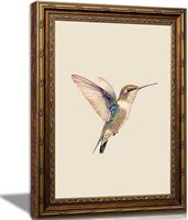 Tableau mural en toile avec colibris colorés encadré de cadres dorés vintage, échantillons OEM ODM prêts en moins d'une journée