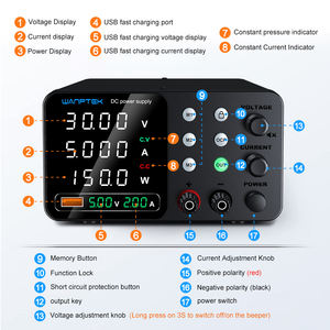 แหล่งจ่ายไฟฟ้ากระแสตรงแบบปรับค่าได้ WANPTEK TPS-C305 ซีรีส์ สำหรับงานในห้องปฏิบัติการ แบบเอาต์พุตเดี่ยว <span class=keywords><strong>30V</strong></span> <span class=keywords><strong>5A</strong></span> - Product Image 5