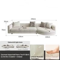 Canapé d'angle italien personnalisable, style Wabi-Sabi, crème nordique, une place, rembourrage en éponge, tissu technique, luxe léger moderne