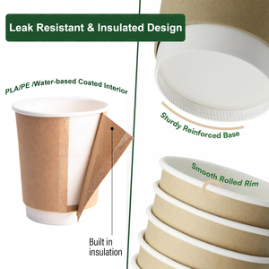 Factory Disposable Biodegradable Double Wall Hot Coffee <strong>Paper</strong> <strong>Cup</strong> Multiple Color Drinking Craft Water Based Aqueous Coating <strong>Cup</strong> - Product Image 6