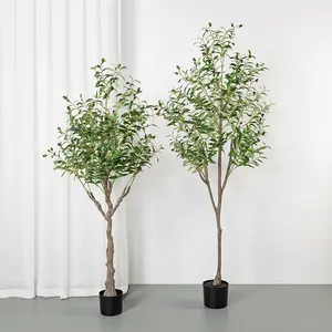 Árvore de bonsai de simulação, enfeite de plástico decorativo para área interna e externa para árvore de azeitona artificial