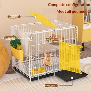 Jaula de Metal Resistente para <span class=keywords><strong>Conejos</strong></span>, Fácil de Limpiar, Plegable, Tamaño Mediano, para <span class=keywords><strong>Conejos</strong></span> de Orejas Caídas, Jaula Comercial para Gatos, para Interiores y Exteriores - Product Image 2