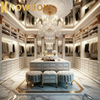 KNOWDOW Armoire villa moderne de luxe Armoire en verre dépoli Demeure contemporaine Dressing Room Design Armoire en bois massif Placard