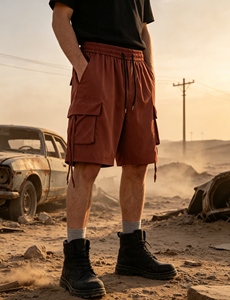 Unisex knielange cargoshorts 100% polyester, gestructureerd, ademend, robuust, canvas-stijl, outdoor casual broek - Product Image 1