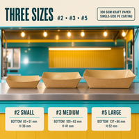Barquettes en papier kraft peu encombrantes pour food trucks, barquettes de service jetables avec revêtement PE, pratiques pour le service rapide et empilables