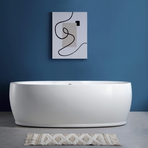 Bañera acrílica ovalada independiente de alta resistencia, antiamarilleo, sin masaje, todo en uno, para spa y relajación, con desbordamiento. - Product Image 2