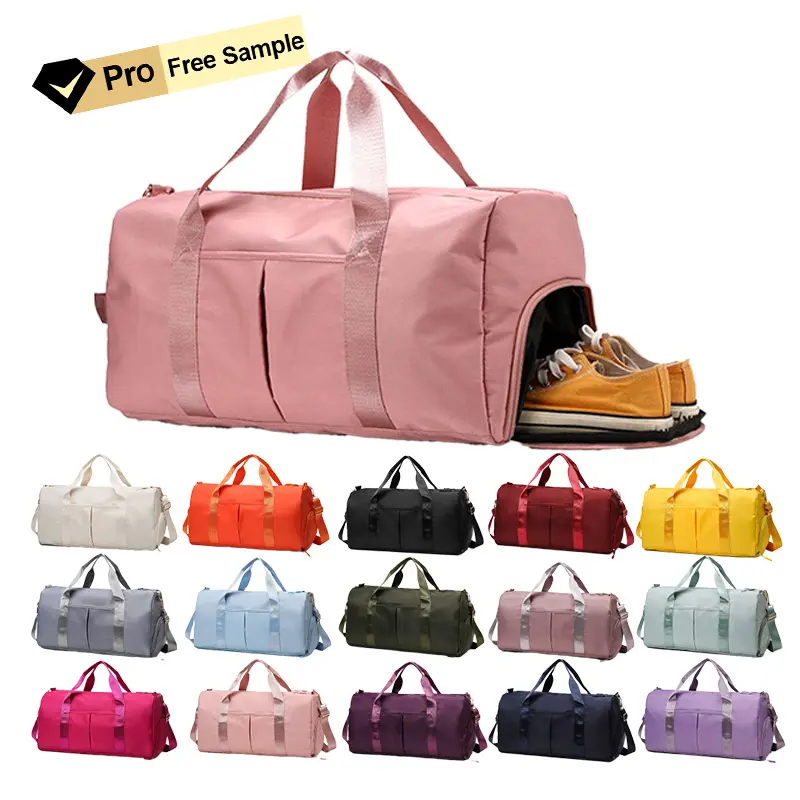 Amostra grátis Atacado Custom Sport Training Fitness Travel Duffle Bag Impermeável Rosa Grande Capacidade Gym Bag Para Homens Mulheres