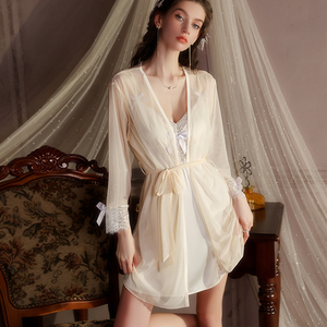 ชุดนอนสตรี<span class=keywords><strong>ผ</strong></span>้าซาตินเซ็กซี่<span class=keywords><strong>ยา</strong></span>วถึงเข่าพร้อมแ<span class=keywords><strong>ผ</strong></span>่นรองยกทรงชุดกิโมโนลูกไม้ชุด XK5319 - Product Image 4