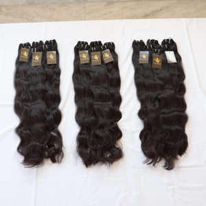 Tissage de cheveux indiens vierges bruts bouclés soyeux lisses, cuticule vierge alignée, cheveux humains indiens, cuticule alignée, cheveux brésiliens, Ex - Product Image 1