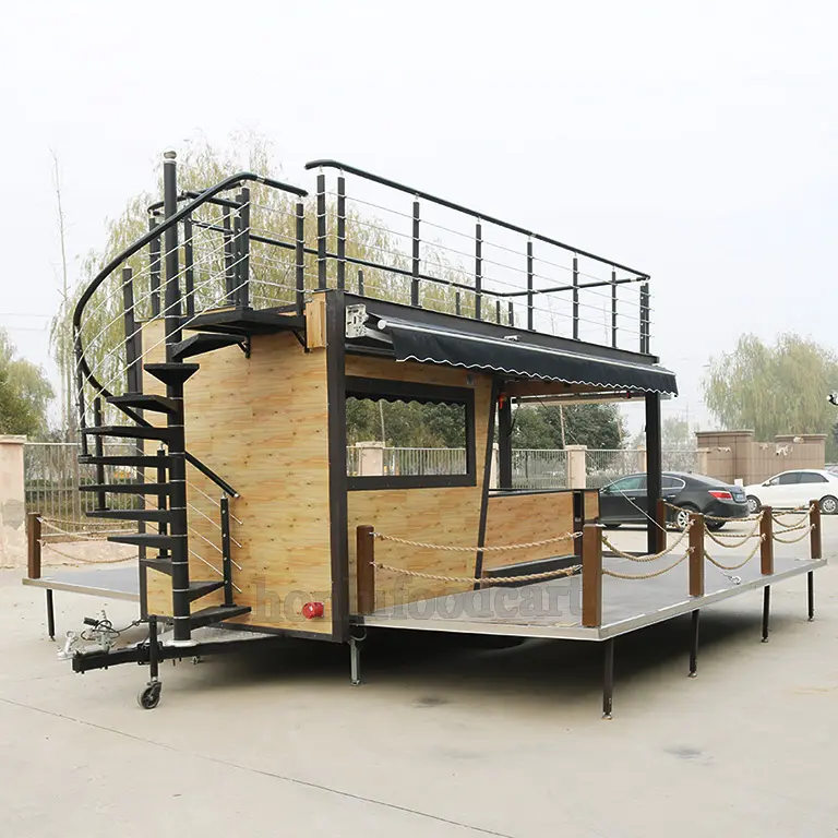 مخصصة للهاتف المحمول ذات الطابقين شاحنات الآيس كريم عربة الطعام شاحنة الغذاء remorque للبيع في دبي