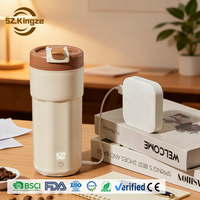 Kingze Mini Bouilloire Électrique Intelligente 500 ml en Acier Inoxydable Rechargeable, Portable USB pour Voyage, Chauffe-Eau pour Thé et Café