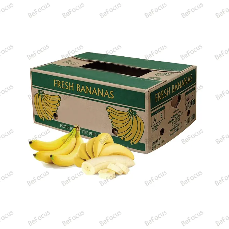 Vente en gros emballage cadeau en papier kraft personnalisé fruits frais banane boîtes à double paroi papier logo personnalisé avec poignée