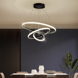 <span class=keywords><strong>Luce</strong></span> pendente appesa a cerchio per la casa in <span class=keywords><strong>ferro</strong></span> a Led 3 anelli in acrilico lampadario per illuminazione personalizzata - Product Image 4