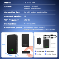 Adaptateur sans fil Carlinkit C2air Car Play, boîte multimédia Android, radio Carplay, dongle multimédia Android Carplay pour Google Gemini
