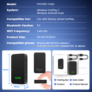 Adaptateur sans fil Carlinkit C2air Car Play, boîte multimédia Android, radio <span class=keywords><strong>Carplay</strong></span>, dongle multimédia Android <span class=keywords><strong>Carplay</strong></span> pour Google Gemini - Product Image 6