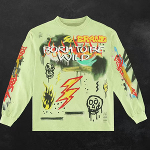 Streetwear <span class=keywords><strong>vintage</strong></span> personnalisé T-shirt Moto Cross pour homme 300 grammes de <span class=keywords><strong>maillot</strong></span> en coton à manches longues pour la course cycliste Motocross-Impression complète - Product Image 1