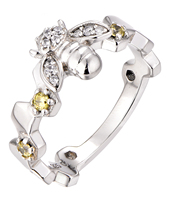 Qingxin personnalisé Oem bijoux de luxe fins en argent sterling 925 plaqué or 18 carats zircon cubique bague abeille pour femmes