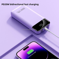 Batería Externa Portátil de 20000mAh con Salida y Entrada Tipo-C, Pantalla LED Digital, Carga Rápida de 22.5W con Luces, 20000mAh