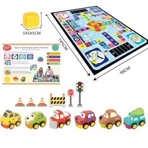 Jouets d'aventure enfants dessin animé caoutchouc souple jouet vinyle jouets voiture toboggan famille jeu tapis bébé tapis de jeu