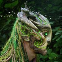 Forest Spirit Elf Led Masque Avec Coiffe, Masque De Mascarade En Latex Réaliste Halloween Cosplay Costumes Accessoires De Fête