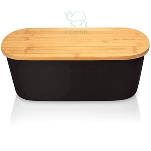 Boîte à pain en bambou avec planche à découper intégrée Boîte à pain en bois Boîte à pain avec planche de cuisine - Product Image 1