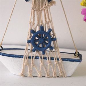 11*17 cm voilier en bois modèle nautique décoration <span class=keywords><strong>de</strong></span> la maison bureau bureau ornement bateau ancre gouvernail filets <span class=keywords><strong>de</strong></span> <span class=keywords><strong>pêche</strong></span> anniversaire - Product Image 5