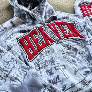 Bộ quần jogger và áo hoodie chất liệu cotton dày dặn, kiểu dáng rộng, in kỹ thuật số toàn bộ họa tiết, chất liệu cotton Pháp cao cấp 100%, có khóa kéo. - Product Image 4