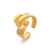 Cincin Terbuka Geometris Tidak Beraturan dari Baja Tahan Karat yang Trendi Eropa dan Amerika, Desain Unik, Cincin Serbaguna dengan Garis Bersilang.
