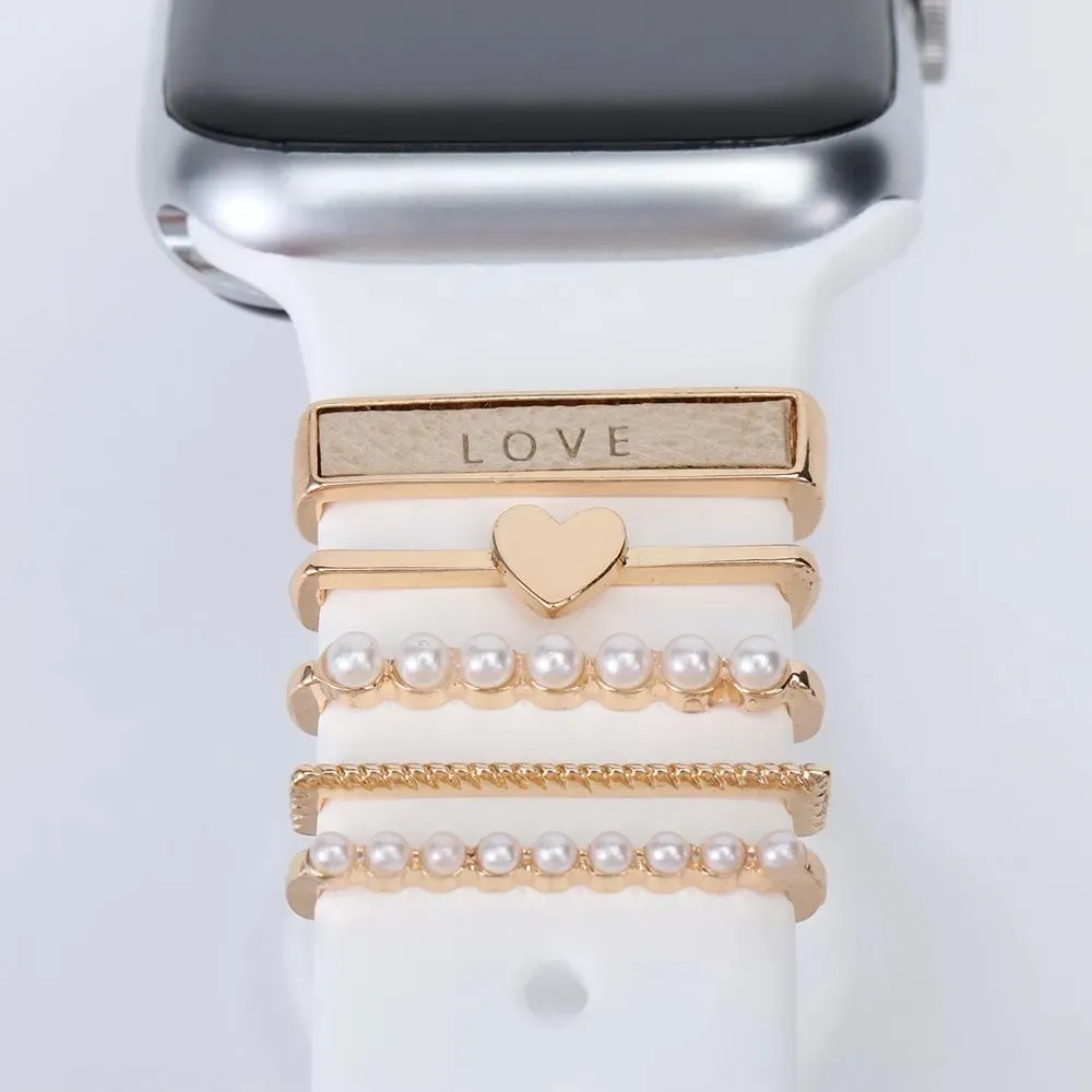 Encantos De Metal Anel Decorativo Para Apple Watch Band Ornamento De Diamante Smart Watch Strap Acessórios De Jóias Para Iwatch Pulseira