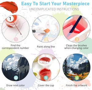Kit de Pintura por Números SONGWOO Art de 4 Piezas con Marco, Ideal para Principiantes, Crea <span class=keywords><strong>Paisajes</strong></span> a Mano - Product Image 5