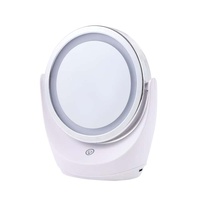 Miroir de maquillage rotatif à 360° rechargeable, miroir de courtoisie rond éclairé, interrupteur tactile, loupe double face