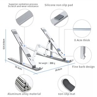 Support portable pliable en alliage d'aluminium pour ordinateur portable avec réglage de l'angle à 7 positions et conception de dissipation thermique pour ordinateurs portables et tablettes