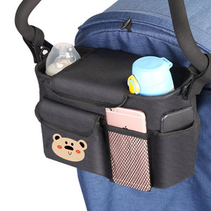 Organizador de cochecito universal con estampado de dibujos animados con portavasos aislado bolsas de pañales para mamá bolsa organizadora de cochecito de bebé - Product Image 2