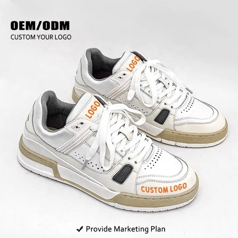 Custom High Quality Original Genuine Leather Factory Wholesale Logo Customization Men's Casual Skateboard Shoes