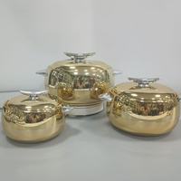 Ensemble de 3 récipients isothermes modernes de 1L, 2L et 3,5L avec poignées en forme de croissant, pour garder les aliments au chaud, idéal pour les fêtes, les cérémonies africaines, le Ramadan et l'Iftar