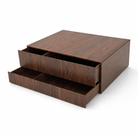 Boîte à tiroir en papier grain de noyer personnalisée, boîte cadeau rigide à double couche avec insert de séparation pour l'emballage de bijoux et de montres