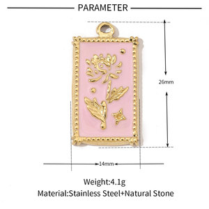 Europäische Art <span class=keywords><strong>Tarot</strong></span> Karte Halskette Quadrat Anhänger Blume Herzform Diy Halsketten und Ohrringe Edelstahl Anhänger - Product Image 5
