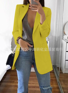 Mode double boutonnage veste noir long style blazer femmes vestes - Product Image 6