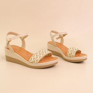 Fabbrica, manifattura, fabbrica 2024 vendita calda al dettaglio nuova estate tessitura cinturino alla caviglia con plateau con fondo spesso sandali da donna scarpe - Product Image 1