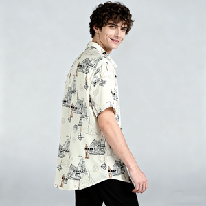 <span class=keywords><strong>เสื้อ</strong></span>เชิ้ตฮาวายแขนสั้นทรงหลวมสไตล์ญี่ปุ่นสำหรับวัยรุ่นชาย ผ้าโพลีเอสเตอร์ 100% ลายดอกไม้ - Product Image 6