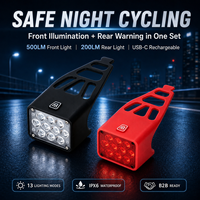 LED-Fahrradbeleuchtungs-Set mit Vorder- und Rücklicht, Doppelte 1200mAh-Batterie, 13 Modi, Silikonhülle für Straßen- und Mountainbikes