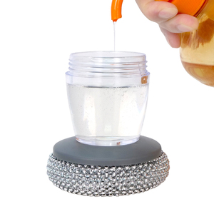 Premium Soap Dispensing Washing <strong>Brush</strong> With Integrated Detergent Dispenser Steel Dish Scrubber Metal Sponge Kitchen For Household - Product Image 4