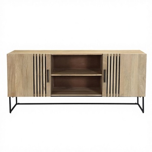 Meuble TV moderne et durable de style ferme avec base en métal et rangement pour appartement, villa, chambre à coucher, salon - Product Image 1