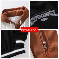 Blouson de baseball à capuche patchwork avec fermeture éclair pour homme, respirant, coupe-vent, éco-responsable, vente en gros ODM, streetwear