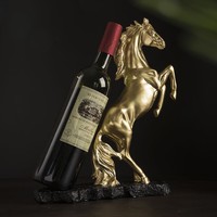 Porte-bouteilles en résine époxy sculpté, motif cheval, style art populaire doré moderne, ornement artistique pour décoration intérieure, restaurant, armoire, entrée