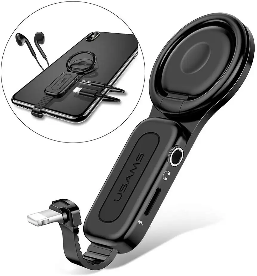 3.5ミリメートルAUX Audio Ring Holder Gaming ConverterためiPhone USB Power Adapter