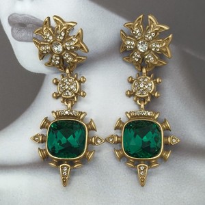 High-end Zircon Gemstone Drop <b>Earrings</b> 14K Gold Plated Vintage Medieval Court-style Design - Product Image 6